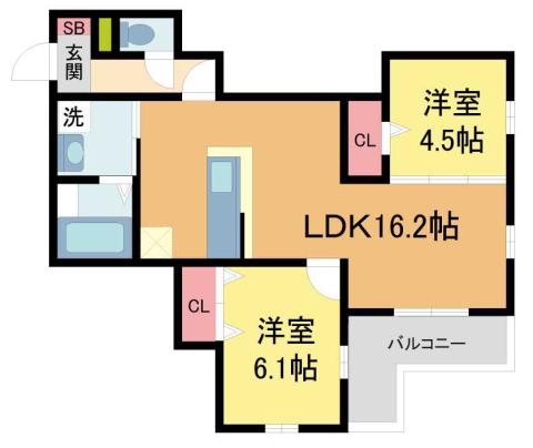 ヴィクトワール 庄(2LDK/3階)の間取り写真