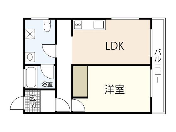 第二山長ビル(1LDK/4階)の間取り写真