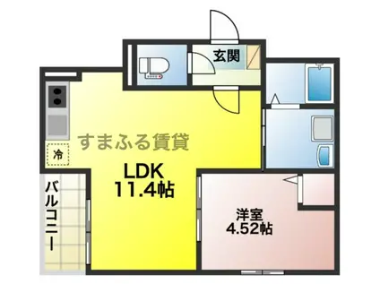 JACK UCHISAIWAII(1LDK/2階)の間取り写真