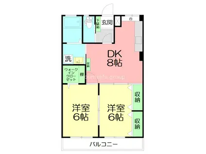 ルミエール(2DK/4階)の間取り写真