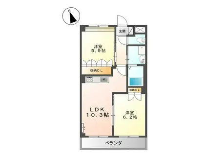 ジャスティスパレス(2LDK/2階)の間取り写真
