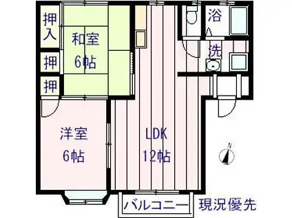 サンパティークS(2LDK/1階)の間取り写真