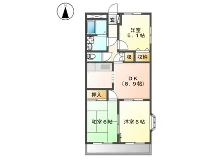 コンフォート雅(3DK/3階)の間取り写真