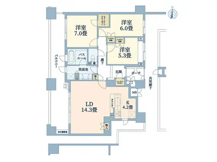 イトーピア豊中緑丘ロジュマン(3LDK/4階)の間取り写真