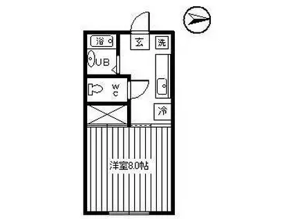 パレス開成(1K/2階)の間取り写真