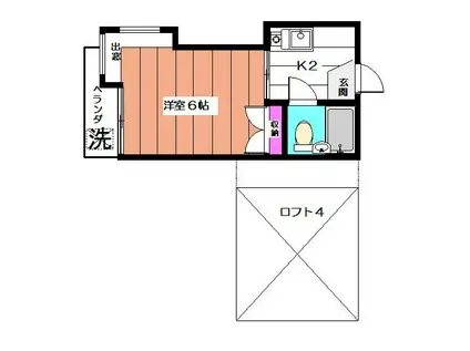 カーサキタジマ(1K/1階)の間取り写真