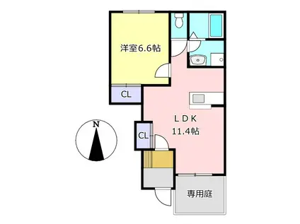 クレストール(1LDK/1階)の間取り写真