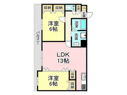 ニューサンリバー11番館(2LDK/8階)の間取り写真