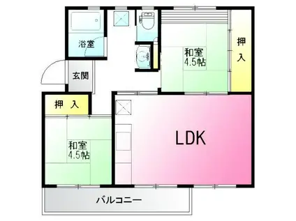 藤の台団地2-2-42(2LDK/3階)の間取り写真