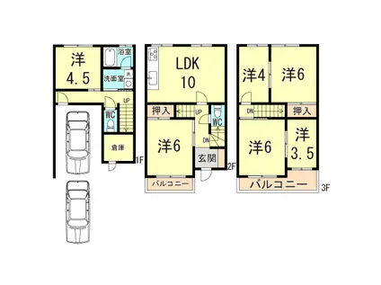 五色山パークハイツ(6LDK/1階)の間取り写真