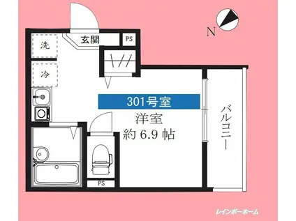 カーサ・リベルタ(ワンルーム/3階)の間取り写真