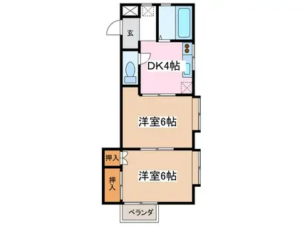 グレースハイツ(2DK/2階)の間取り写真