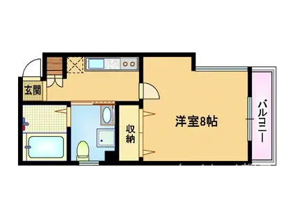 ベリーウェル都島II(1K/6階)の間取り写真