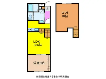 ネオシティ原口(1LDK/2階)の間取り写真