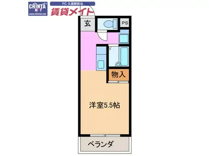 ビラ・ウィング(1K/2階)の間取り写真