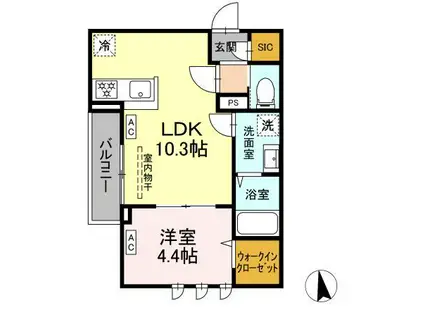 セレスティア東向島(1LDK/2階)の間取り写真