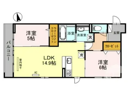 グランレジデンス堺北(2LDK/2階)の間取り写真