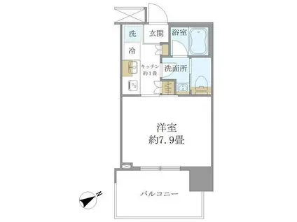 BRILLIA TOWER 浜離宮(ワンルーム/9階)の間取り写真