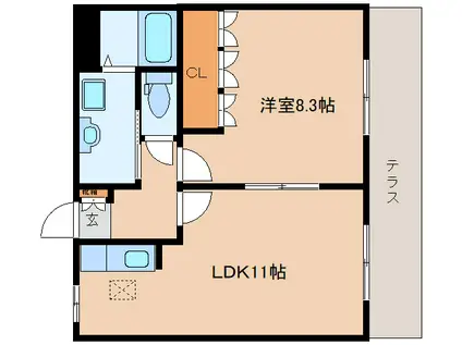 メゾンド・ソレイユ・シュッド(1LDK/1階)の間取り写真