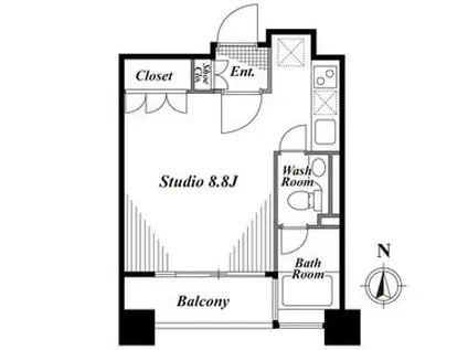 キャビンアリーナ南青山(ワンルーム/12階)の間取り写真