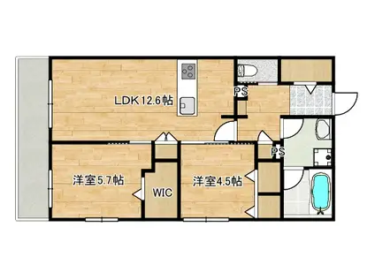 4階建千年ヘーベルメゾン(2LDK/1階)の間取り写真