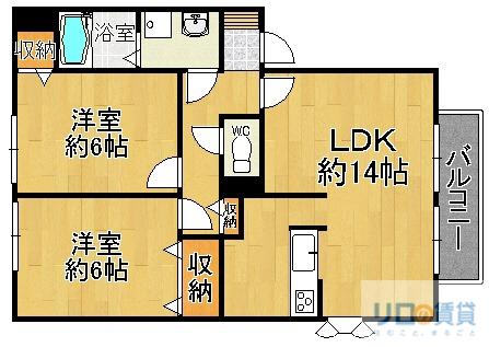 カーサアゼリア(2LDK/1階)の間取り写真