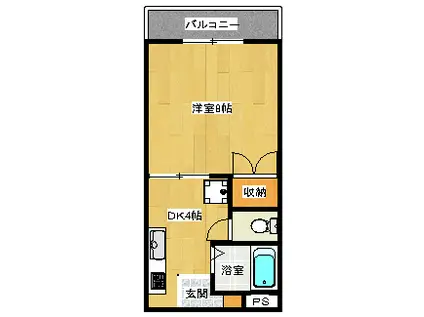 ウィンブルドン21(1DK/3階)の間取り写真