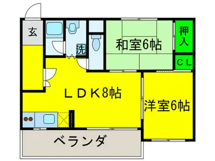 エレガンスキレ(2LDK/5階)の間取り写真