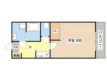 コスモハイツ愛知川A(1K/1階)の間取り写真