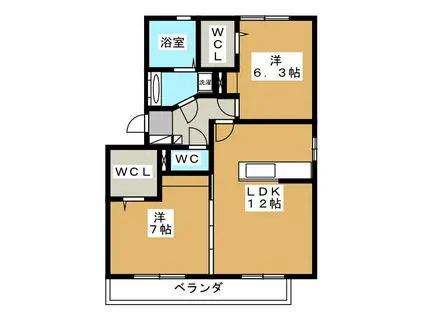 CENTRE VILLAGE(2LDK/3階)の間取り写真