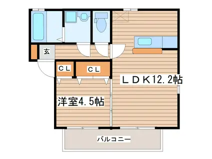 コーポ・ゼルコバ(1LDK/2階)の間取り写真
