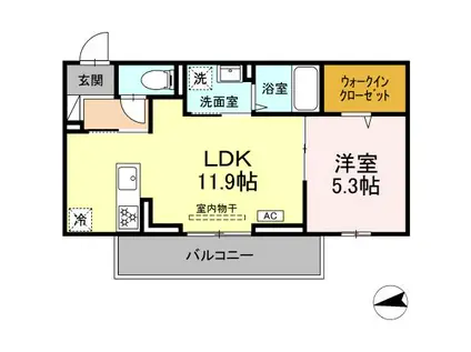 ベルディール(1LDK/3階)の間取り写真