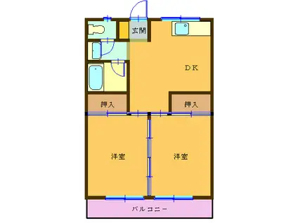 神宮ハイツ(2DK/3階)の間取り写真