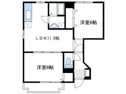 プロムナ-ドヒルズ(2LDK/1階)の間取り写真