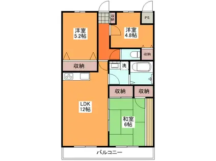 第三ハイツ藤(3LDK/2階)の間取り写真