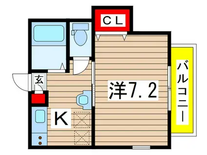 サザンクロス(1K/1階)の間取り写真