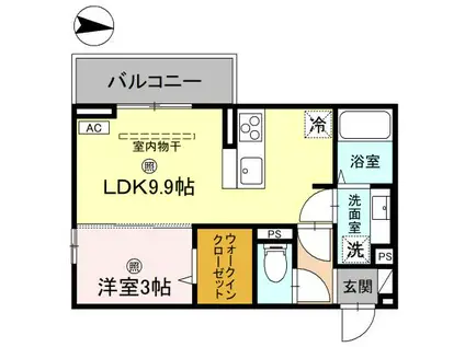 KOHRYU(1LDK/3階)の間取り写真