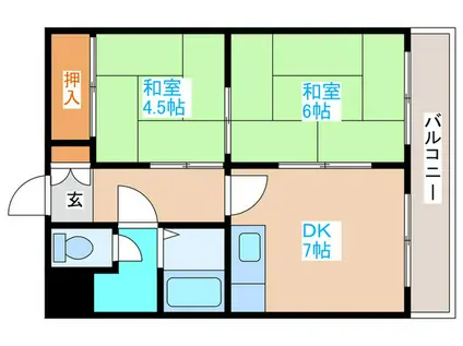 メゾン丸惣河関24(2DK/4階)の間取り写真