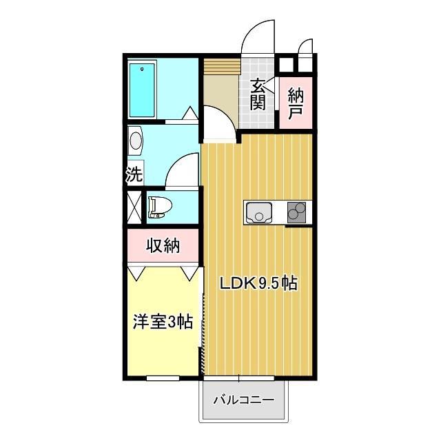グランヴィーブル(1LDK/2階)の間取り写真