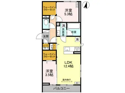 エテルネル近江 301(2LDK/3階)の間取り写真