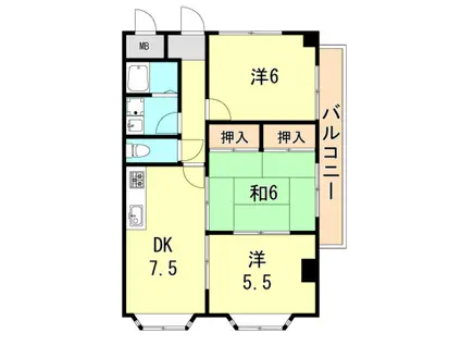 サンシャイン川久(3DK/4階)の間取り写真