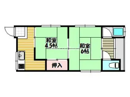 白芳荘9号館(2K/1階)の間取り写真