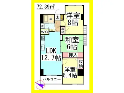 TDクレスト湘南(3LDK/10階)の間取り写真