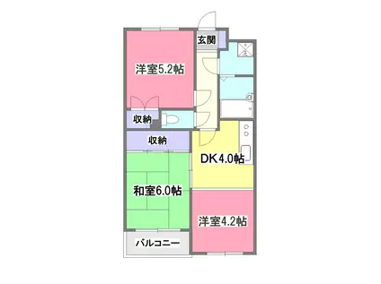 セザール清瀬(3DK/4階)の間取り写真