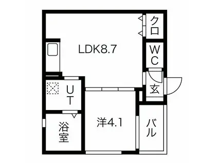 アペルト泉佐野VI(1LDK/2階)の間取り写真
