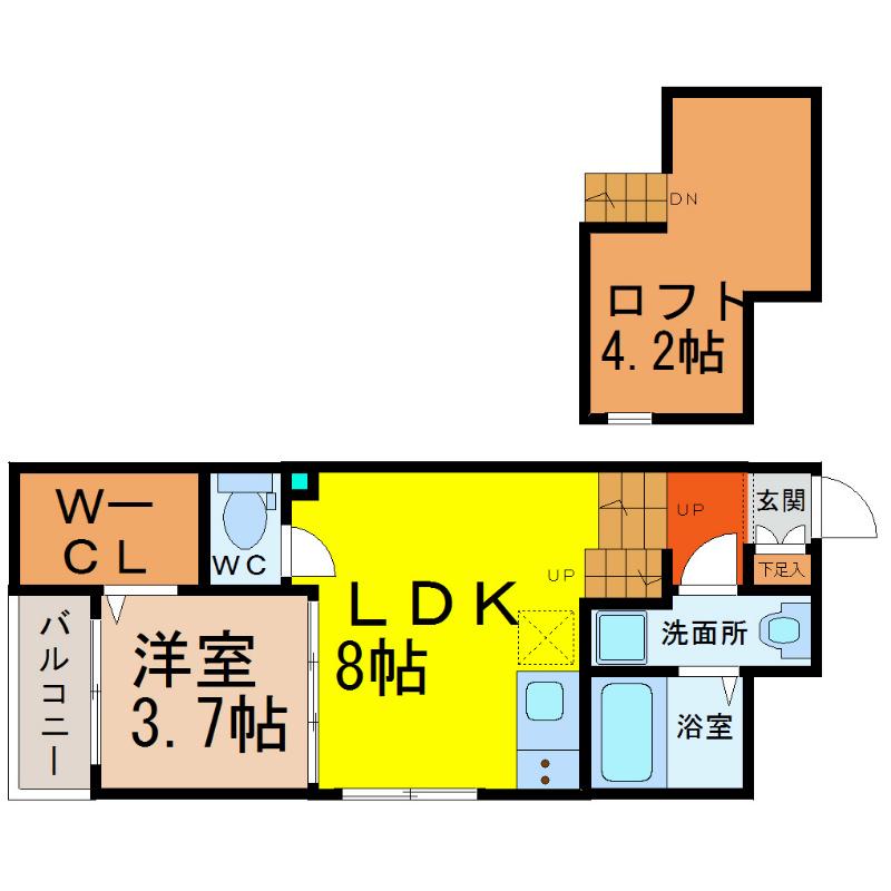 MICASA志賀本通(1LDK/1階)の間取り写真