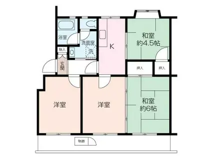 横須賀馬堀台団地2号棟(4K/2階)の間取り写真