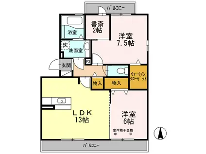 プラムガーデン(2LDK/2階)の間取り写真
