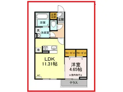 東京メトロ千代田線 北綾瀬駅 徒歩9分 3階建 築6年(1LDK/2階)の間取り写真