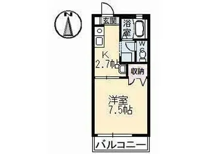 コロニーKB棟(1K/2階)の間取り写真